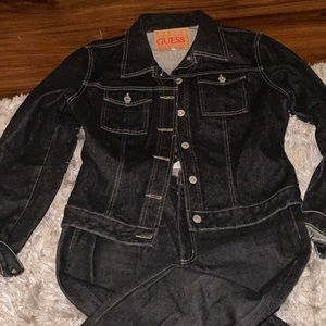 Guess, Black Jean Jacket with Guess Pants Outfit.